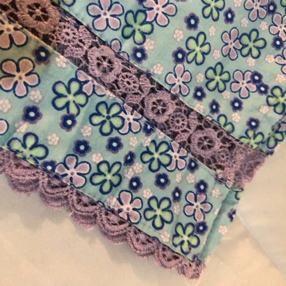 Floral Blue and Purple Skirt with Lace - Picture 5 of 6